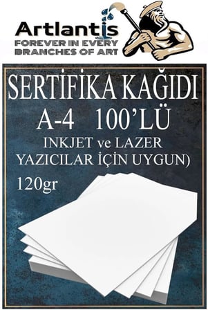 A4 Sertifika Kağıdı Kalın 100 Adet Gramajlı Fotokopi Kağıdı 120 gr Tüm Yazıcılara Uyumlu 21x29.7 cm Kalın Baskı Kağıdı