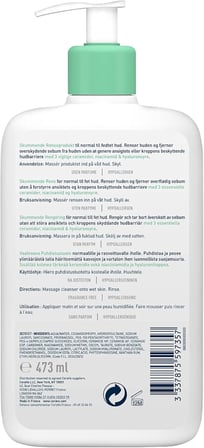 Normal ve Yağlı Ciltler için Seramid İçerikli Köpüren Temizleyici Yüz Vücut 473 ml