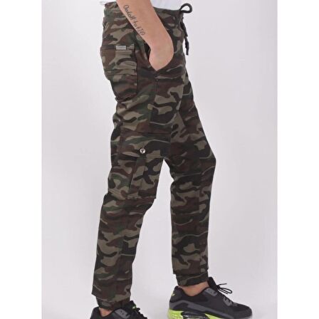 QUITS KIDS Bel Ve Paça Lastikli,kargo Cepli Kamuflaj Desen Pantolon-91000