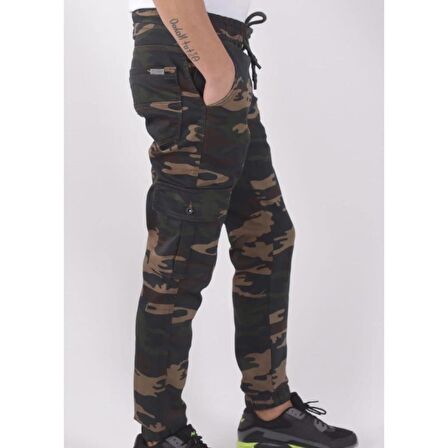 QUITS KIDS Bel Ve Paça Lastikli,kargo Cepli Kamuflaj Desen Pantolon-91000