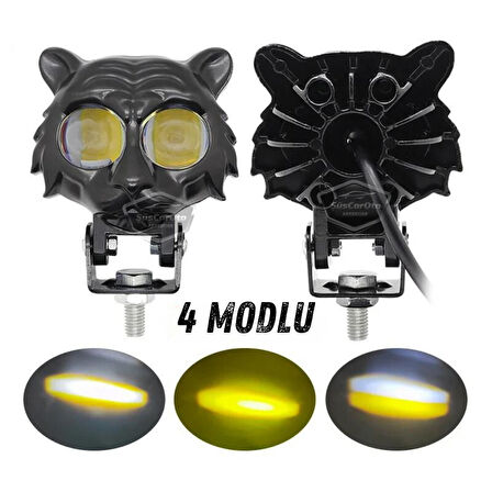 Kedi Göz Sis Farı Çift Renk Sarı-Beyaz 9-60V Araç Motosiklet Off Road Led Lamba Delici Yayıcı Projektör 50W Metal Arazi Çalışma Lambası 1 Adet