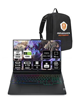Lenovo Legion Pro 7 i9 14900HX 8GB 4TB SSD RTX4080/12GB 175W 240Hz WQXGA 16" W11P & PER4 ÇANTA