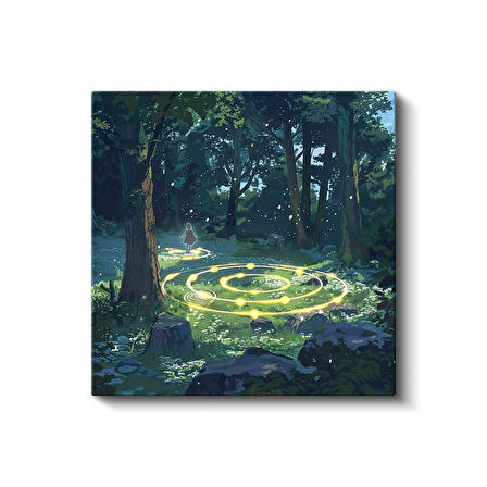 Büyülü Orman - Altın Spiral Anime Kanvas Tablo