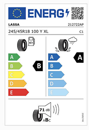 Lassa 245/45R18 100Y Xl Revola B-A-71 Elt Yaz Oto Lastiği (Üretim Yılı: 2025)