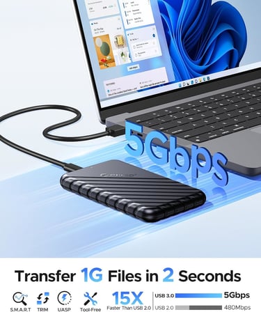 USB3.0 2.5 inç Hdd 6TB Ssd Harici Slim Harddisk Kutusu, Siyah