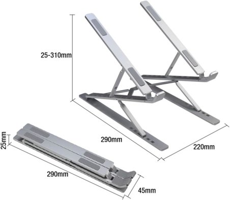 Çift Katlı Ayarlanabilir Laptop Stand Katlanabilir Alüminyum Tablet Notebook Stand Dizüstü Bilgisayar Standı
