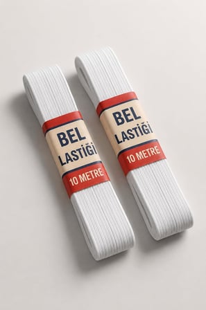 20 Metre Beyaz Yassı Lastik 0.80 cm Bel Paça Don Lastiği