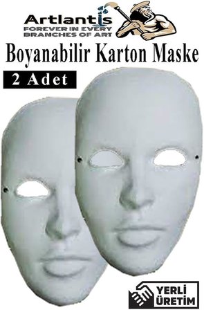 Maske Boyama 2 Adet Boyanabilir Karton Maske Lastikli İnsan Yüzü Suratı Yerli Üretim Okul Sınıf Etkinlikleri Hobi