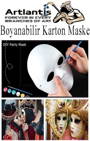 Maske Boyama 2 Adet Boyanabilir Karton Maske Lastikli İnsan Yüzü Suratı Yerli Üretim Okul Sınıf Etkinlikleri Hobi