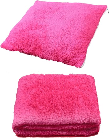 2 Lİ SET BATTANİYE VE MİNDER KEDİ UYKU YATAĞI MİNDERİ (Pembe)