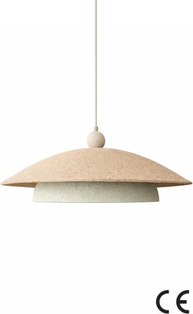 Wabi Sabi Karbon Beton Avize 48x85 cm – El Yapımı Modern Sarkıt Tavan Lambası, Büyük Boy Dekoratif Aydınlatma, E27 Uyumlu, Salon Oturma Odası – YingYang (Bej-Gri)