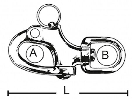 Snap shackle, AISI 316 paslanmaz çelik 12x12x70 mm
