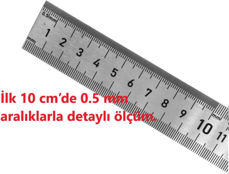 Tuhafiyecimiz Çelik Cetvel Seti, Düz Metal Cetvel 3 ADET (30-50-100 cm) Metalik