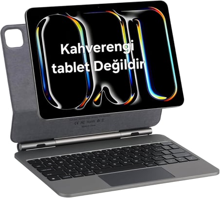 Fogy Ipad Air 11 2026 8.Nesil M4 çinli için Uyumlu TouchPad Case Magic Keyboard Aydınlatmalı Klavyeli Tablet Kılıfı (Beyaz)