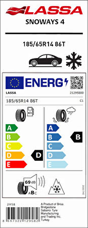 Lassa 185/65R14 86T Snoways4 M+S D-B-69 Kış Oto Lastiği (Üretim Yılı: 2025)