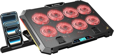 Rampage S51 Icevolt Siyah RGB Işıklı 8 Fanlı LCD Göstergeli 16 Kadar Yükselebilen Notebook Soğutucu