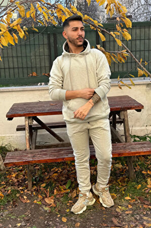 Erkek Oversize Eşofman Takımı 3 İplik Şardonlu