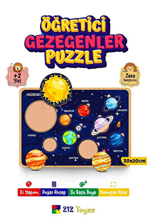 212toyzz Solar Sistem Gezegenler Eğitici Ahşap Bultak Yapboz Oyuncak Puzzl