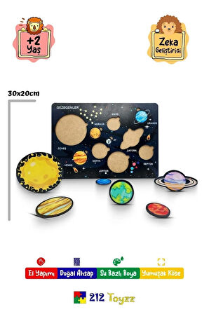 212toyzz Solar Sistem Gezegenler Eğitici Ahşap Bultak Yapboz Oyuncak Puzzl