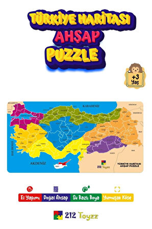 212toyzz Türkiye Haritası ahşap Yapboz Puzzle Eğitici Oyuncak