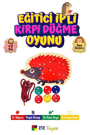 212toyzz ahşap ipli kirpi düğme oyunu