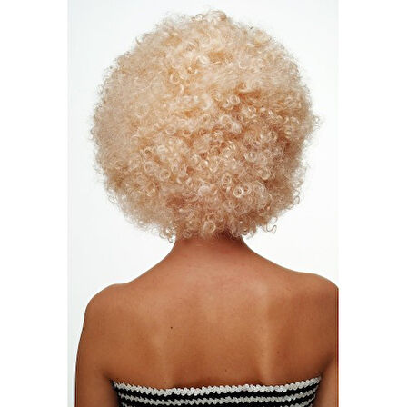 Altın Renk Kıvırcık Afro Parti Peruğu TdrTR