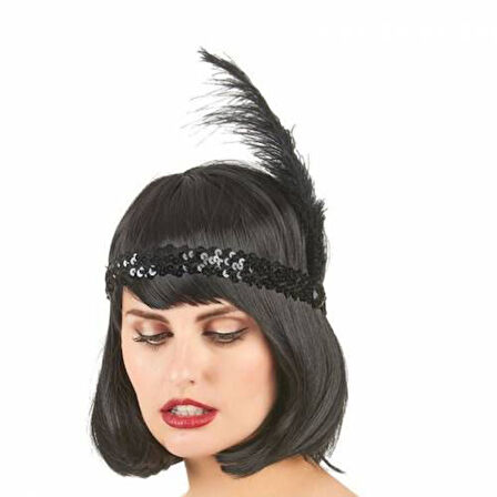 Yılbaşı Saç Tüyü Saç Bandı Siyah Renk TdrTR