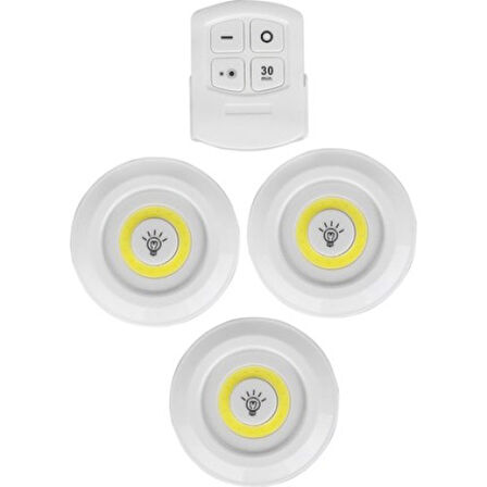 Uzaktan Kumandalı Yapışkanlı 3'lü Led Spot Lamba TdrTR