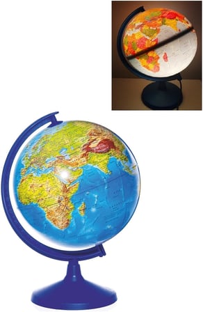Işıklı Hem Fiziki Hem Siyasi Yazılabilir Dünya Küresi Atlas Harita 30cm En Büyük Boy