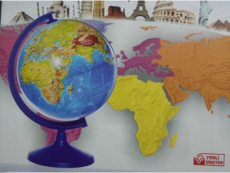 Işıklı Hem Fiziki Hem Siyasi Yazılabilir Dünya Küresi Atlas Harita 30cm En Büyük Boy