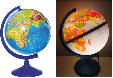 Işıklı Hem Fiziki Hem Siyasi Yazılabilir Dünya Küresi Atlas Harita 30cm En Büyük Boy
