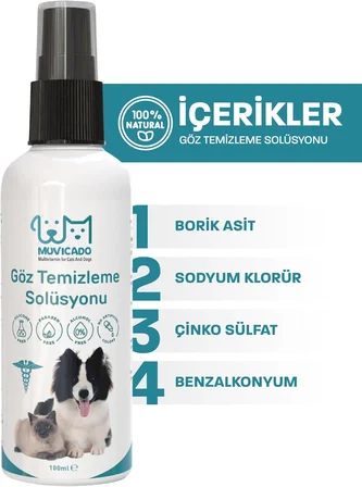 Kedi Köpek Göz Solüsyonu Ağız Kulak Göz Temizleme Suyu Sprey