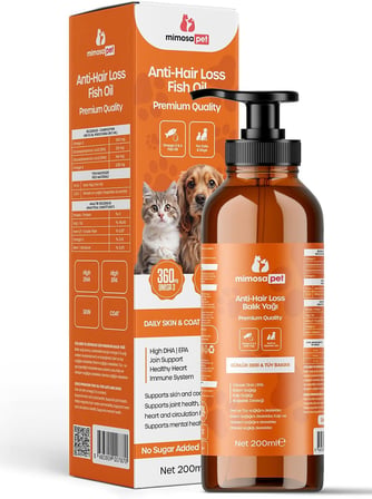 Kedi ve Köpekler İçin Tüy Dökülmesini Önleyici Omega 3-6 Premium Balık Yağı 200 ml | Yüksek EPA &amp; DHA