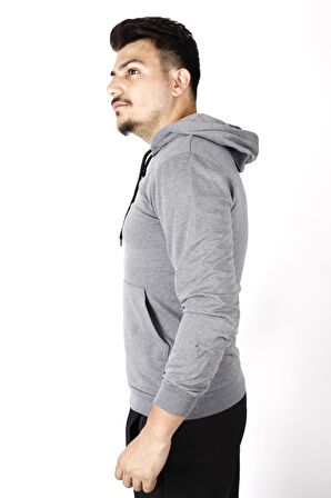 Füme Invisible Yazılı Kanguru Cep Kapüşonlu Erkek Sweatshirt 21ESWTKGVS