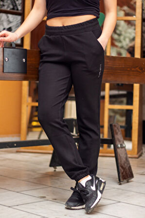 Kadın Siyah OYS Modal Kumaş Paça Lastikli Esnek Eşofman Altı 25KESAH508