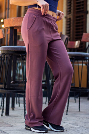 Kadın Gül Kurusu OYS Modal Kumaş Bol Paça Esnek Eşofman Altı 25KESAH507