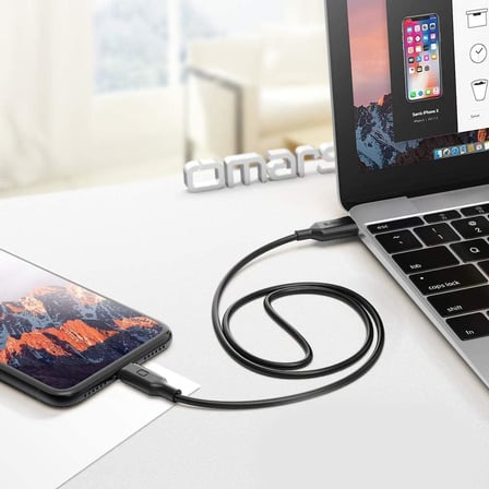 Type-C to iPhone MFI Lightning Hızlı Şarj ve Data Kablosu Siyah 1 Metre
