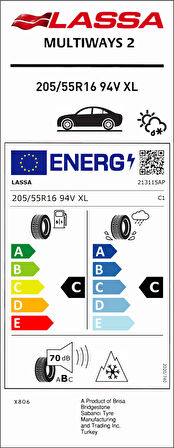 Lassa 205/55R16 94V Xl Multıways 2 C-C-70 4 Mevsim Oto Lastiği (Üretim Yılı: 2025)