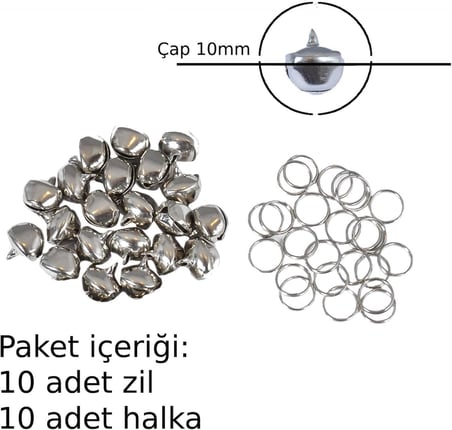 Küçük Boy Kedi Köpek Tasma Zili 10 Adet 10 Adet Halka Çap zZil Çapı 10 mm Hobi Zili Çıngırak Çok Amaçlı Zil