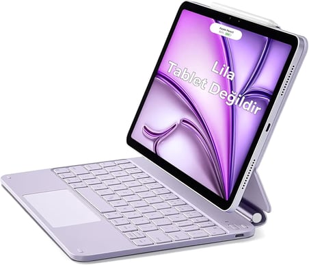 Fogy Ipad Air 11 2026 8.Nesil M4 çinli için Uyumlu TouchPad Case Magic Keyboard Aydınlatmalı Klavyeli Tablet Kılıfı (Beyaz)