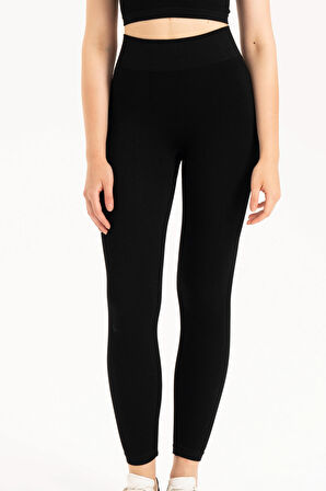 Formeasy Kadın Dikişsiz Örme Fitilli Yüksek Belli Toparlayıcı Fitilli Spor Tayt