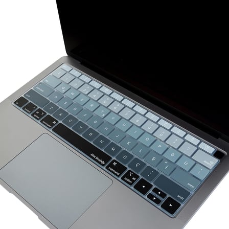 Türkçe Q Klavye Koruyucu MacBook Air 13 A1932 A2179 A2337 M1 Uyumlu | US Amerikan Düz Enter ANSI | Türkçe Baskılı Silikon Keyboard Cover Siyah Gri