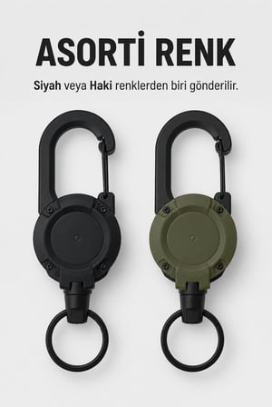 Busstier Yoyo Anahtarlık Metal İpli Yaka Kartı Tutucu Büyük Boy Çekmeli Kart Aparatı Plastik Gövdeli Rozet Kimlik Kart Askı Mekanizması Karışık Renk