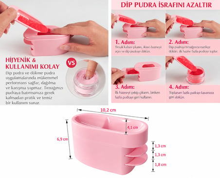 Plastik Nail Art Toz Toplama Kabı - 2'si 1 Arada Dip Powder Geri Kazanım Kabı