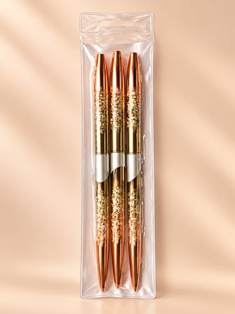 3'lü Kapaklı İnce Nail Art Detay Çizim ve French Fırça Seti Bronz LIN-006