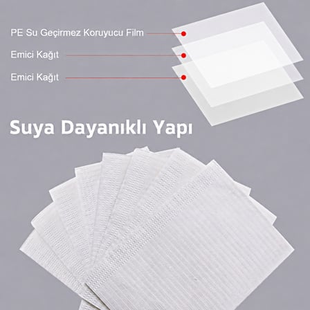 Tek Kullanımlık Su Geçirmez Koruyucu Kağıt Örtü 33x45 cm 125'li Beyaz