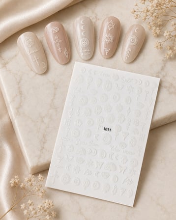 Beyaz Gotik Stil Tırnak Sticker Tırnak Etiketi Nail Art JO-1011