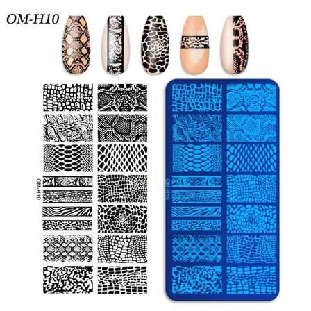 Yılan ve Timsah Derisi Dizayn Nail Art Stamping Baskı Plakası OM-H10