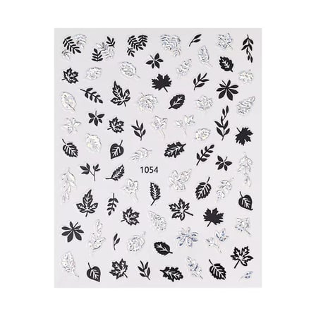 Gümüş Holografik Yaprak Dizayn Tırnak Sticker Tırnak Etiketi Nail Art JO-1054S
