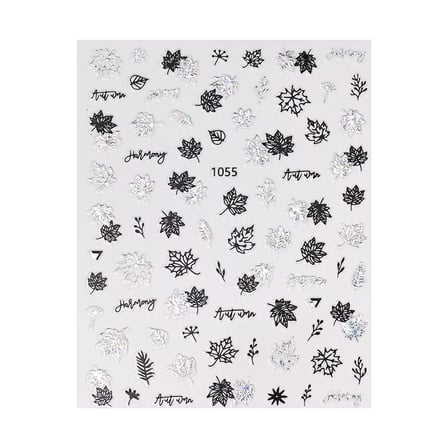 Gümüş Holografik Yaprak Dizayn Tırnak Sticker Tırnak Etiketi Nail Art JO-1055S